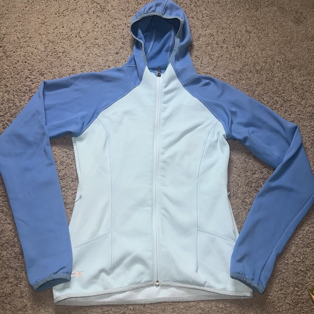 Outdoor Research Womens Small Jacket Blue Full Sleeves Fleece Lining Thumb Holes